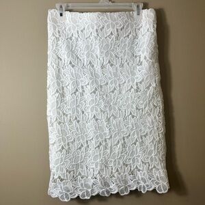 NWT Catherine MaLandrino Elegant White Lace Pencil Skirt Size 8 Bridal Wedding‎